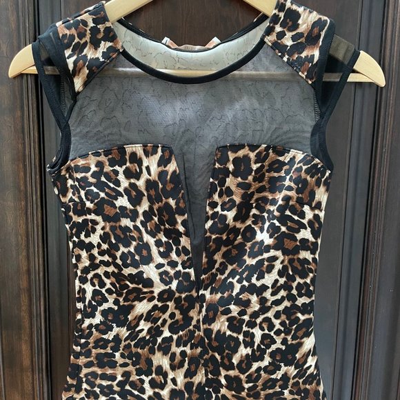 GUESS Animal Print Mesh Top - Picture 1 of 4